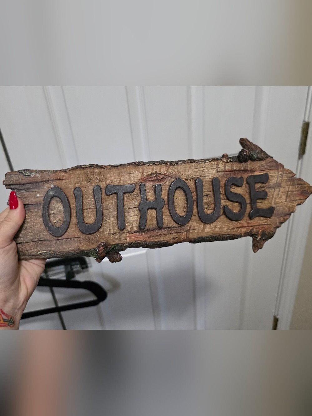 Hobby Lobby Brown & Black 'Outhouse' Wood-Plank Wall Sign